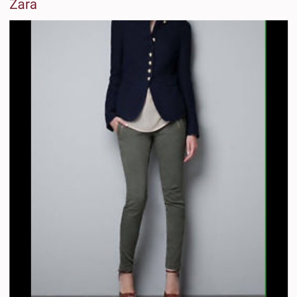 RARE ZARA JACKET NAVY WITH GOLD BUTTON MILITARY BLAZER COAT. NWT S